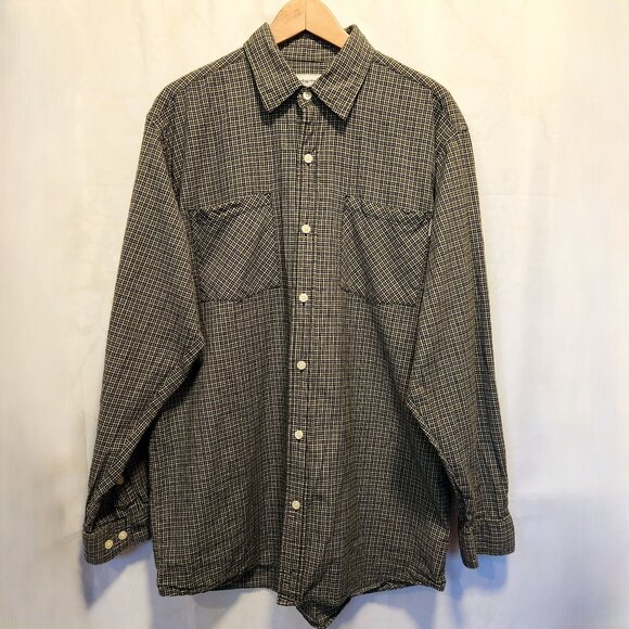 Carhartt Long Sleeve Button Up Shirt Men's LG Blue Green Pin Check Plaid Camping - Picture 1 of 9